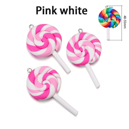 Cute Candy Color Marshmallow Polymer Clay Pendant, 10pcs