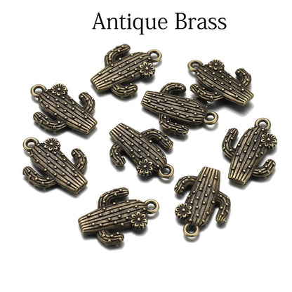 10pcs 15x20mm Antique Cactus Pendants