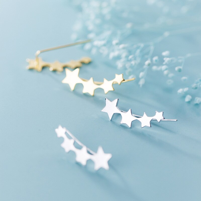 Glossy Stackable Stars Row Stud Earring