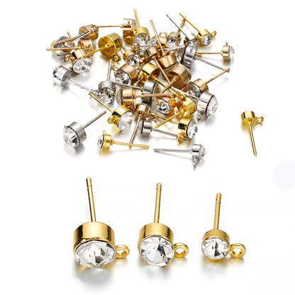 Klare Strass-Ohrstecker, 4–6 mm, mit Öse, 50 Stück