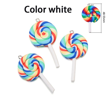 Cute Candy Color Marshmallow Polymer Clay Pendant, 10pcs