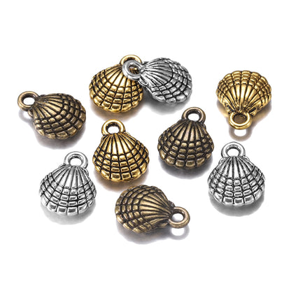 12pcs 13x10mm Antique Double Sided Shell Charms Pendants