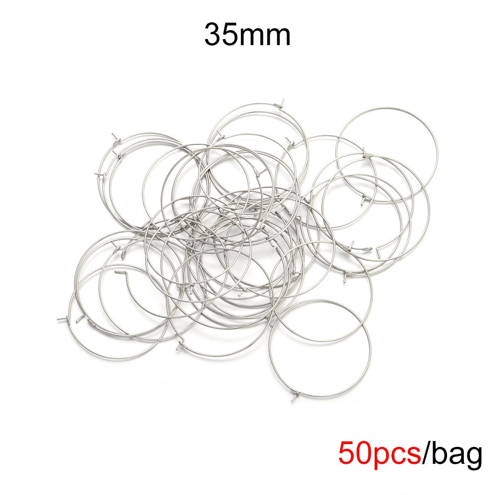 Big Circle Wire Hoops in Stainless Steel, 20pcs
