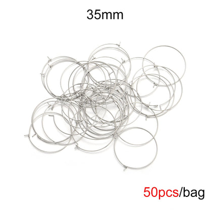 Big Circle Wire Hoops in Stainless Steel, 20pcs