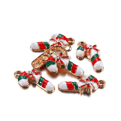 Metal Enamel Christmas Pendants, 10-15Pcs