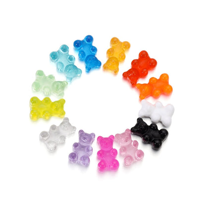 Transparent Cartoon Candy Bear Charm Pendants, 10Pcs