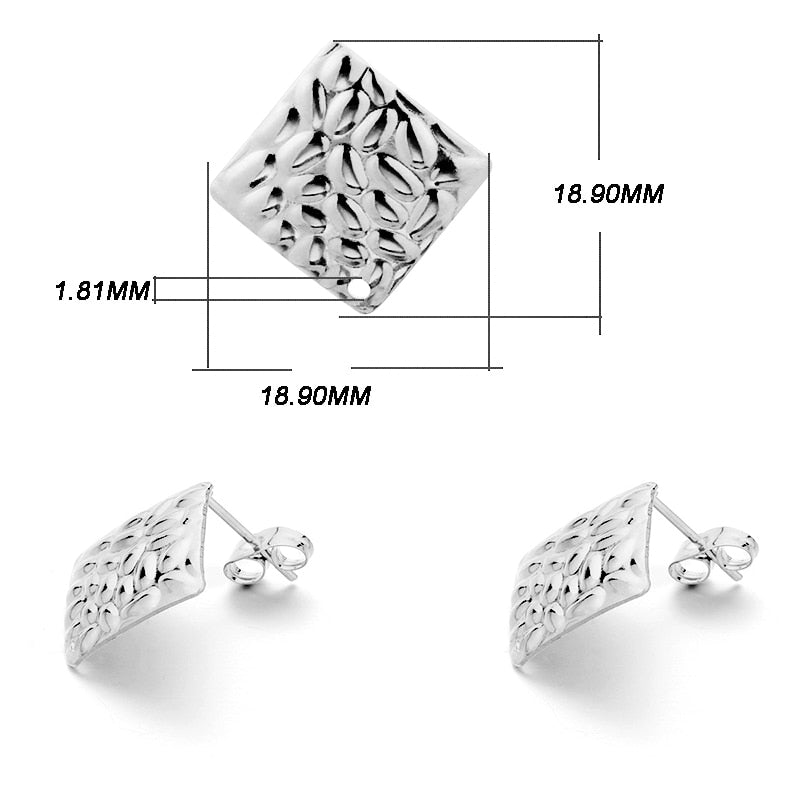 Stainless Steel Geometric Base Earring Stud, 10pcs