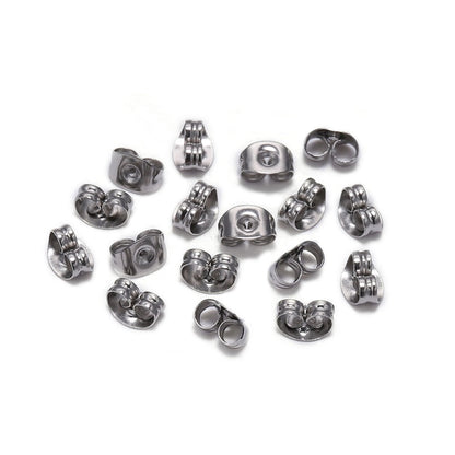 Stainless Steel Earring Back 4-8mm, 100pcs