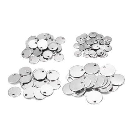 10-50pcs 6-30mm pendentifs à breloques ronds en acier inoxydable à un trou