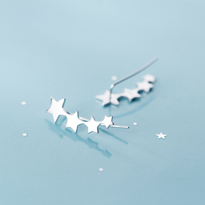 Glossy Stackable Stars Row Stud Earring