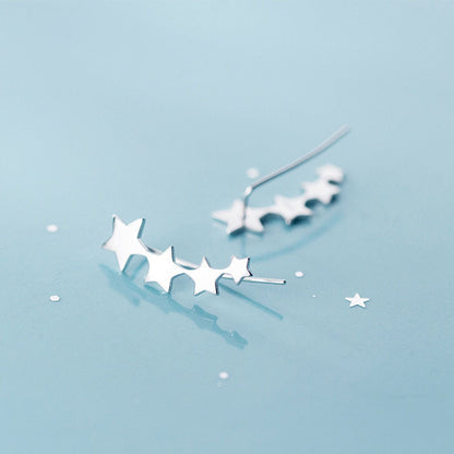 Glossy Stackable Stars Row Stud Earring