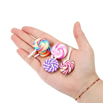 Cute Candy Color Marshmallow Polymer Clay Pendant, 10pcs