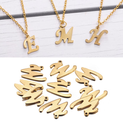 Pendentifs lettres de l'alphabet anglais en acier inoxydable, 26 pièces