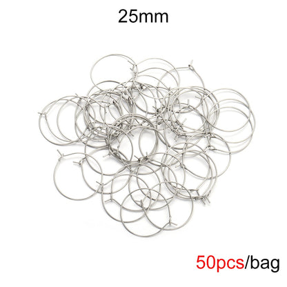 Big Circle Wire Hoops in Stainless Steel, 20pcs