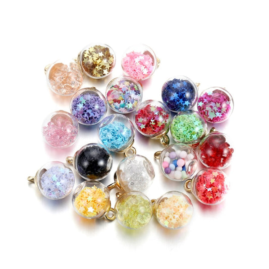 10 pièces de perles étoiles en boule de verre transparentes de 16mm