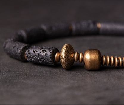 Lava Stone Diffuser, Hand Processed Copper Beads Bracelet