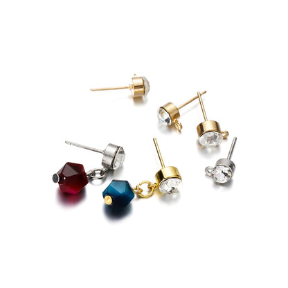 Klare Strass-Ohrstecker, 4–6 mm, mit Öse, 50 Stück