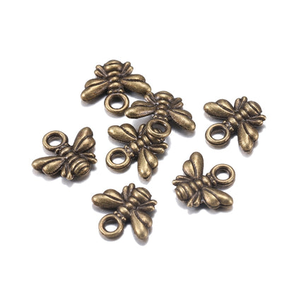 40pcs Antique Tone Bee Charm Pendants