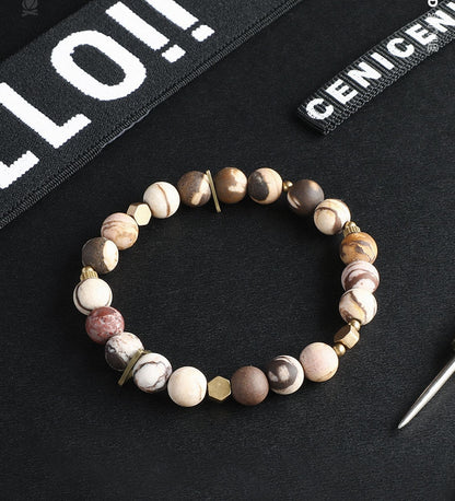 Natural Stone beads and Copper Charm Bracelet