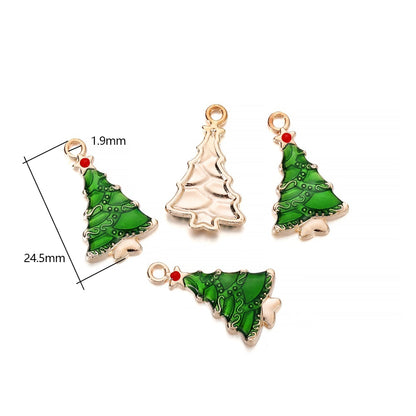 Metal Enamel Christmas Pendants, 10-15Pcs