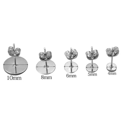 4-10mm Metal Blank Post Earring Studs Base 100pcs