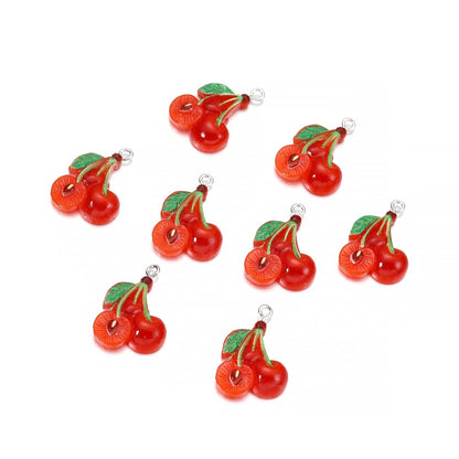 Pendentifs porte-clés en résine de fruits mélangés, 10 pièces