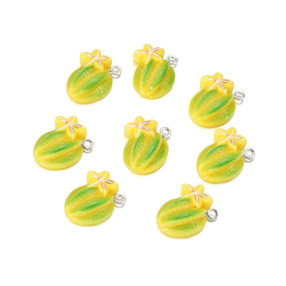 Pendentifs porte-clés en résine de fruits mélangés, 10 pièces