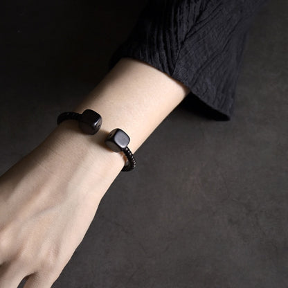 Ebony Black Wood Cuff Bracelet