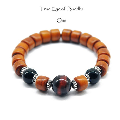 Natural Tibetan Yak Bone Beads Bracelet with Tiger-eyes Stone