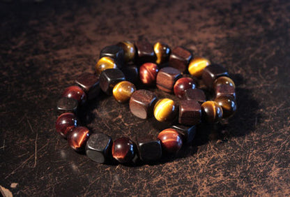 Tiger Eye Bracelet with Black Wood Ebony