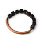 Bracelet made of Cubic Black Obsidian Beads with Antique copper