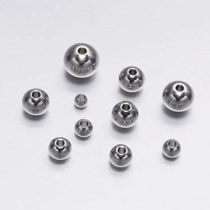 Round Stainless Steel Spacer Beads, 30-100pcs