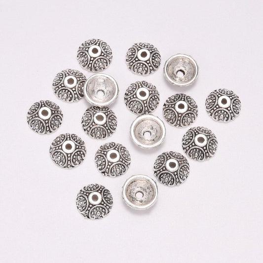 10 mm Legierungs-Blumen-Torus-Perlenkappen, 20 Stück