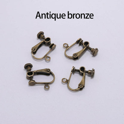 15x13mm Brass Screw Ear Clip, 10pcs