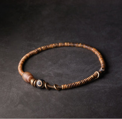 Multi-Layer Bracelet, Verawood and Vintage Copper Tibetan Bead