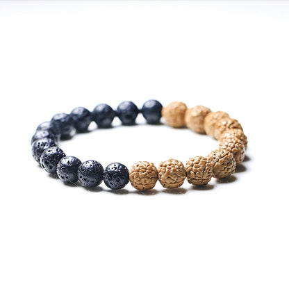 Nature's Pulse Bracelet en pierre de lave et perles Rudraksha, pour femme et homme