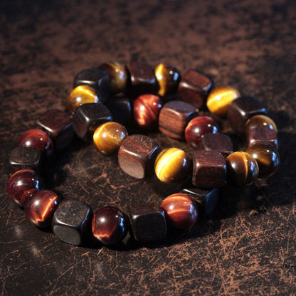 Tiger Eye Bracelet with Black Wood Ebony