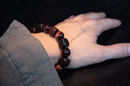 Tiger Eye Bracelet with Black Wood Ebony