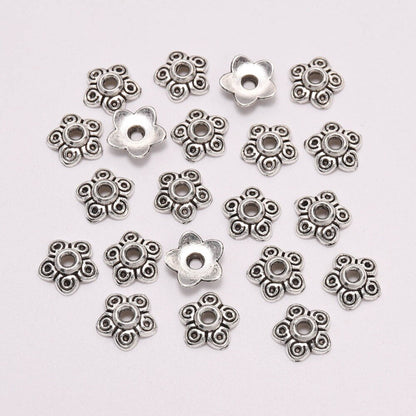 10mm 5-Petal Antique Bead Caps, 50pcs