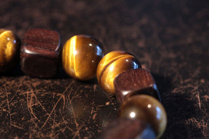 Tiger Eye Bracelet with Black Wood Ebony