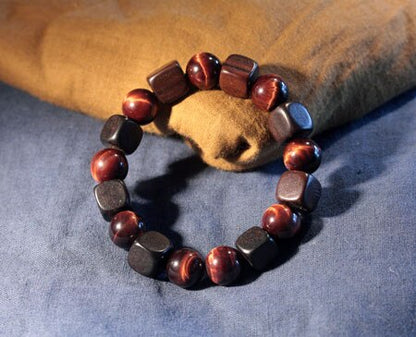 Tiger Eye Bracelet with Black Wood Ebony