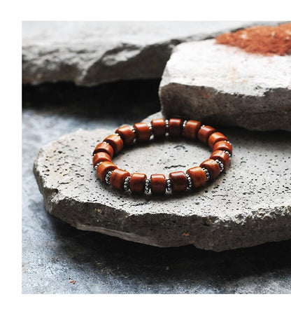 Natural Tibetan Yak Bone Beads Bracelet with Tiger-eyes Stone