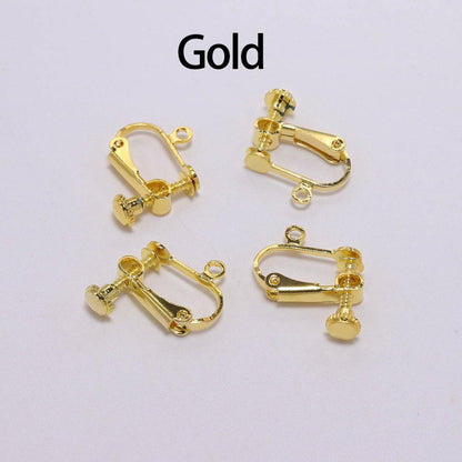 15x13mm Brass Screw Ear Clip, 10pcs