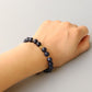 Blue Sandstone Beads and Gilted Hexagon Charm Adjustable Bracelet