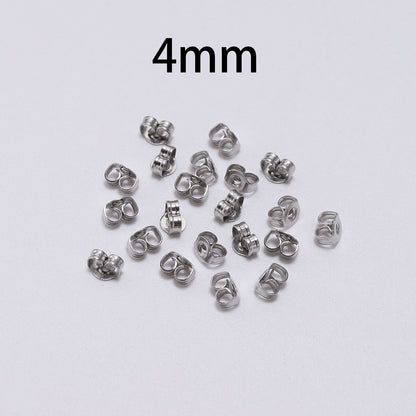 Stainless Steel Earring Back 4-8mm, 100pcs