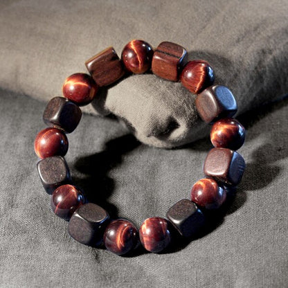 Tiger Eye Bracelet with Black Wood Ebony