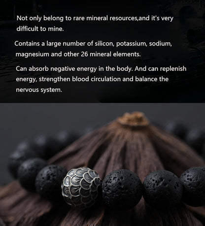 Lava Stone and Charm Bracelet