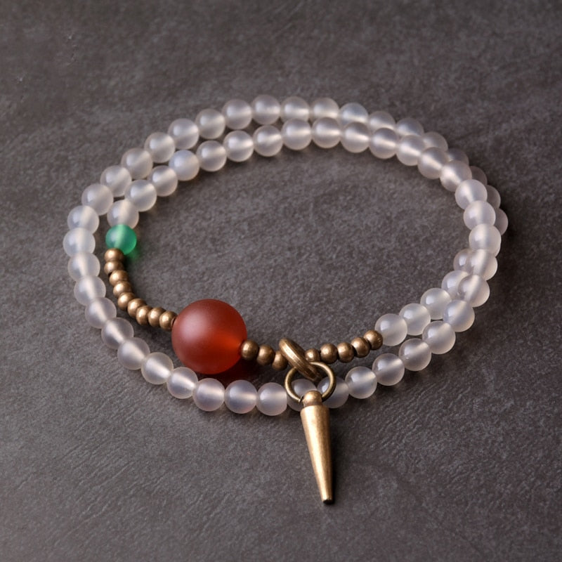 Natural White Onyx Thin Multilayer Bracelet