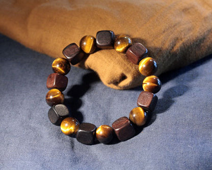 Tiger Eye Bracelet with Black Wood Ebony