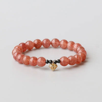 Strawberry Quartz Crown With S925 Sterling Crown Charm Bracelet